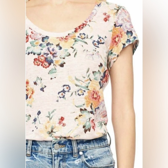 Rebecca Taylor T-shirt Linen Floral Cap Sleeves Pink Tee 100% Linen XS - Picture 4 of 12